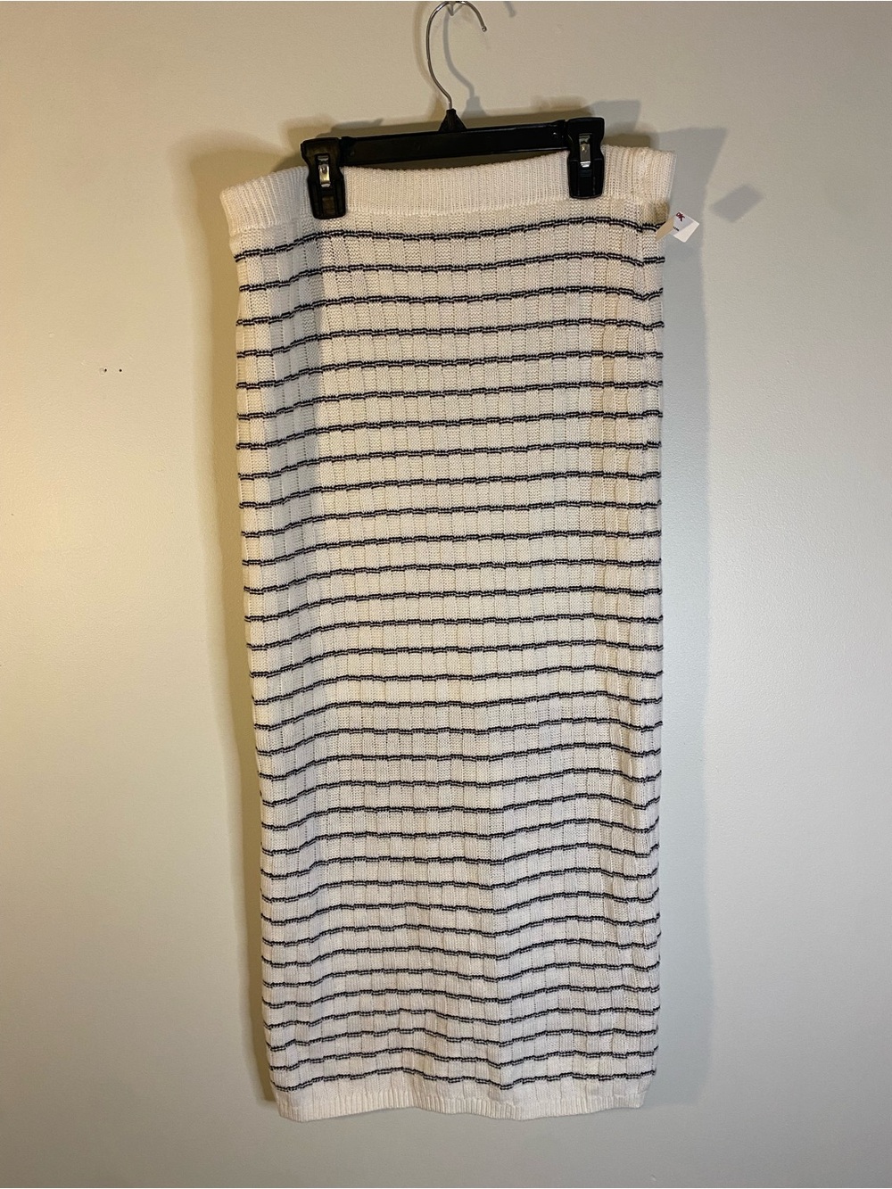 NWT T.J.Maxx Cream Knit Maxi Skirt with Black Stripes